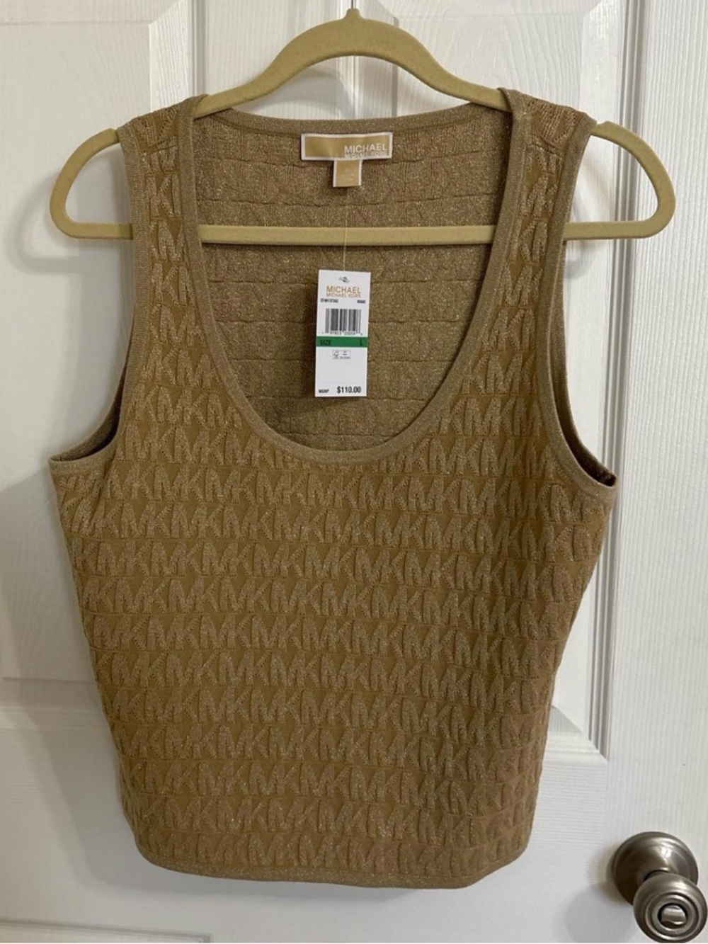 Michael Kors Tan Logo Jacquard Knit Tank